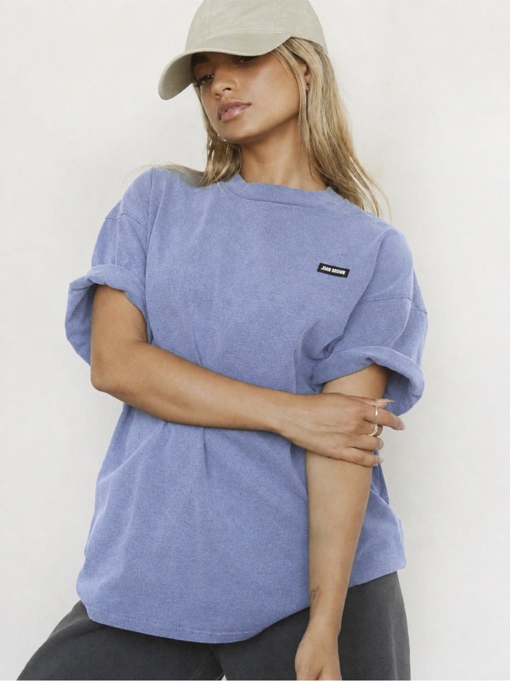 ♡ Joah Brown Logo Patch Tee in Lavender French Blue